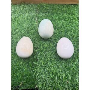 Set of 3 Marble Eggs– 2 White, 1 Green Tones – Decorative Collectibles